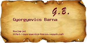 Gyorgyevics Barna névjegykártya